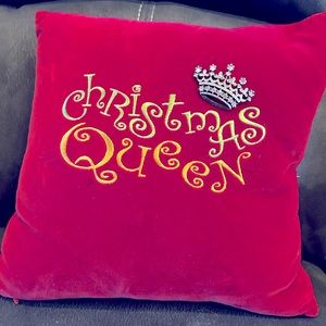 Beautiful vintage rare “Christmas Queen” red velvet pillow.